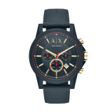 Armani Exchange Mens Outer Banks Silicon Chronograph Watch – AX1335 (Blue_Free Size)