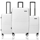 HRX Kyoto 3-Piece Luggage Set White Polypropylene Hard Shell Suitcase Set – Premium Travel Trolley Bags with 8 Spinner Wheels, Number Lock & Water Resistant Body