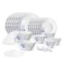 Larah by Borosil Red Bud Silk Series Opalware Dinner Set | 19 Pieces for Family of 6 | Microwave & Dishwasher Safe | Bone-Ash Free | Crockery Set for Dining & Gifting | Plates & Bowls | White