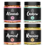Organic Box 100% Natural And Premium Dry Fruits Combo Pack Of Almonds, Cashews, Apricoat, Raisins – 1Kg (250 Gm Each)