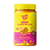 Yogabar Crunchy Peanut Butter Unsweetened | Premium Non Gmo Slow Roasted Peanut Butter| No Added Sugar Peanut Butter Crunchy | No Palm Oil & Vegan 1Kg