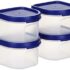 Amazon Brand – Solimo Modular Plastic Storage Containers With Lid, Set Of 4 (250Ml Each), Blue