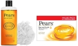 Pears Moisturising Bathing Bar Soap With Glycerine Pure & Gentle For Golden Glow 125G (Pack Of 3) & Pears Bodywash Moisturising 98% Pure Glycerine 250 Ml (Free Loofah)