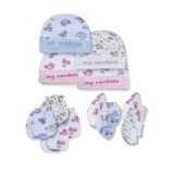My Newborn Baby Mittens Caps Gloves And Booty Combo Set – Pair Of 4 (Assorted Colours, 0-3 Months) | Unisex Booty Set | Durable Cotton Gift Set | Multicoloured Hand Gloves And Socks | Winter Clothing