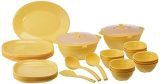 SignoraWare BPA Free Plastic Square Dinner Set | Microwave Safe | Unbreakable & Lightweight | Odor-Free | Great for Parties & Gatherings | Ideal for Regular Home Meals (Set of 32 pcs | Yellow)