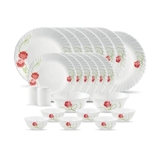 La Opala, Novo Collection, Opal Glass Dinner Set 23 Pcs, Dainty Swirls, White