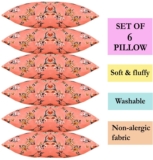 Lbn Organic Cotton Microfibre Floral Sleeping Pillow Pack Of 6(Orange)
