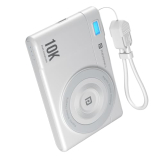 Portronics PowerShutter Air 10K 10000mAh 15W Wireless Magnetic Fast Charging Powerbank, In Built Type Cable,22.5W Type C PD Output,Light Weight,Compatible with iPhone 12 Above,Other Qi Enabled Devices