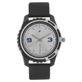 Fastrack Bare Basics Quartz Analog Silver Dial Black Plastic Strap Watch for Guys – NS3114PP02